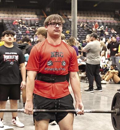 NRC's Brody Grace dead lifts 475 pounds for a first place finish. Photo Provided by Gowin Photography