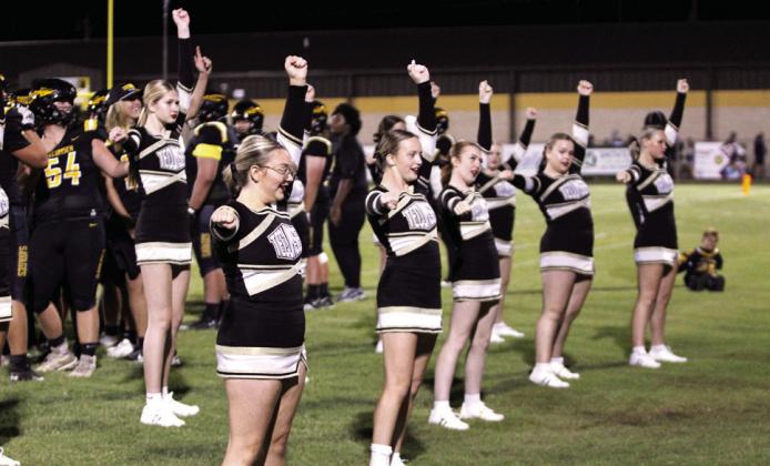 The Tecumseh High School Cheerleaders rally the crowd, as the Savages triumph over the Comets, 36-8, at the season-opening home game on Sept. 5. Natasha Dunagan, Countywide &amp;amp; Sun
