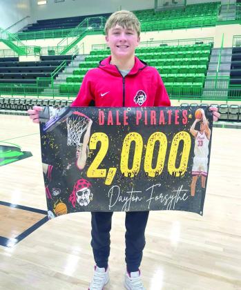 Dale senior Dayton Forsythe reached 2,000 career points during the Jan. 2 game at Jones and is the all-time leading scorer for the Pirates. Photo provided.