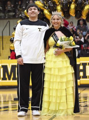 Basketball Homecoming Queen Madison Giaudrone and senior Sampson Martin pose during the ceremonies on Jan. 30. Photo courtesy of Kenetta Lisenbee