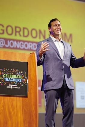 “Celebrate Teachers” 2023 keynote speaker, Jon Gordon. Photo courtesy of Jesse Monday Media