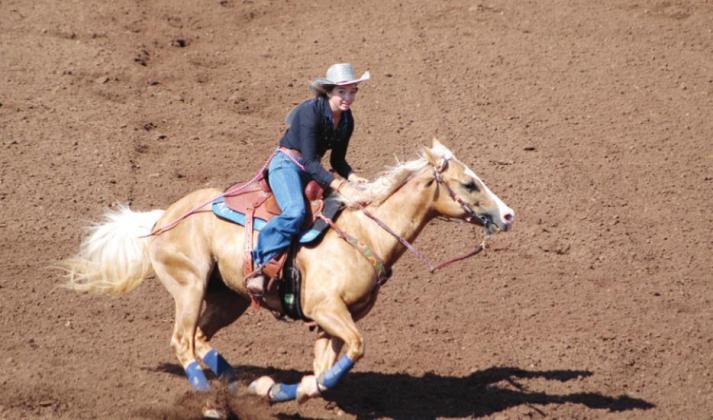 Kenzie Cowden, of Chandler, finishes her Barrel Racing run on July 12 at the IFYR. She scored a 17.224. Countywide &amp; Sun/Natasha Dunagan