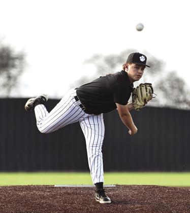 Tyler Bergsten was the starting pitcher for North Rock Creek in the game against OCS on Mar. 5. Photos Courtesy of Gowin Photography