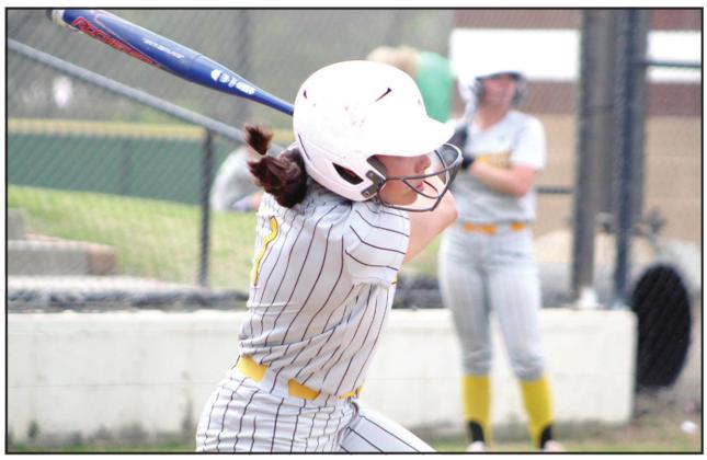 Tecumseh sophomore Serenity Jacoway hits a homerun in the second inning of the game against Sterling on April 15 at FireLake Ball Fields.