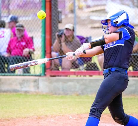 Bethel’s Payton Epperley takes her turn at bat in the game against Elk City during the Ivan E. Schultz Memorial Fastpitch Tournament in Prague. The Lady Wildcats came out champions at the tourney on Aug. 20. Photo provided by Richelle Treece.