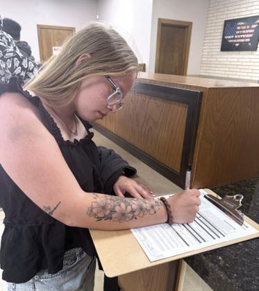 Earlsboro's Anhonesty Smith registers to vote.