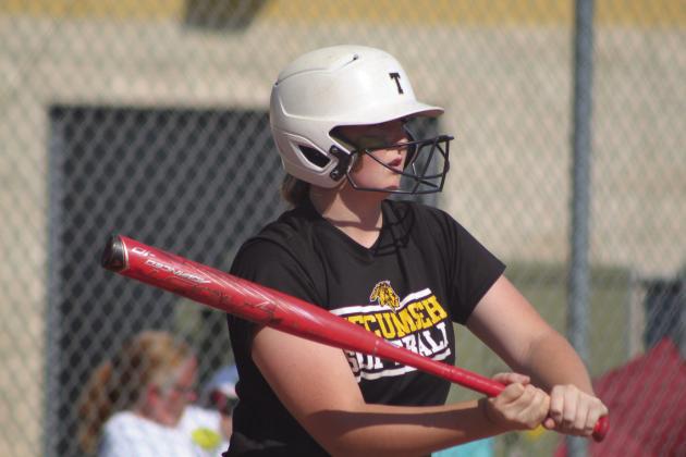 Tecumseh senior Sami Schweighardt prepares for a hit in the fourth inning of Class 4A Regional Tournament home game with Broken Bow on Sept. 28. The Lady Savages lost that game in overtime, but they won all three of their other games - with Vinita, Bristow and again with Broken Bow - over the three-day tournament, according to the OSSAA Rankings website. They will play Blanchard in the Super Regionals today (Oct. 5) at noon and 2 pm in Tecumseh. Countywide &amp;amp; Sun/ Natasha Dunagan