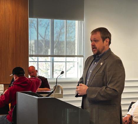 McLoud City Manager Cody Roe addresses the Pottawatomie County Board of County Commissioners regarding American Rescue Plan Act (ARPA) monies reserved for McLoud. Countywide &amp;amp; Sun/Suzie Campbell