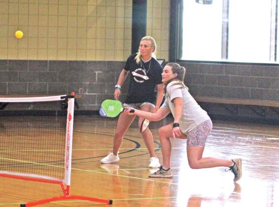 Team "Grandpappy's Favorites" - Payton Row, left, and Alexis Slabaugh - plays in the Juneteenth Pickleball Tournament, held on June 18 at OBU's Recreation and Wellness Center. "Grandpappy's Favorites" took second in Bracket B. Countywide &amp; Sun/Natasha Dunagan