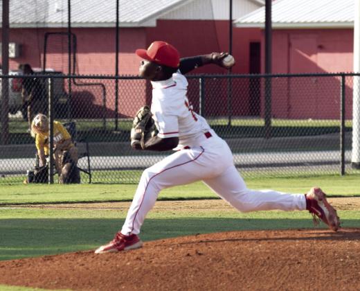 Elvis Edwards strikes another batter out during the game against Byng on Sept. 25. Dale won 11-3.
