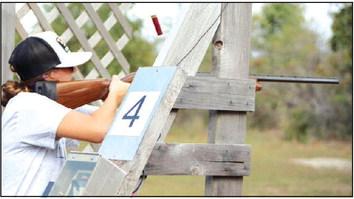 Bethel junior Paityn Seiger shoots a shotgun in the sporting clay competition during the First Annual Bethel FFA Shooting Sports Invitational, held at the Shawnee Twin Lakes Trap Club on Sept. 22. Six schools participated in the Bethel 4-H &amp; FFA Booster Club fund-raiser. Countywide &amp; Sun/Natasha Dunagan