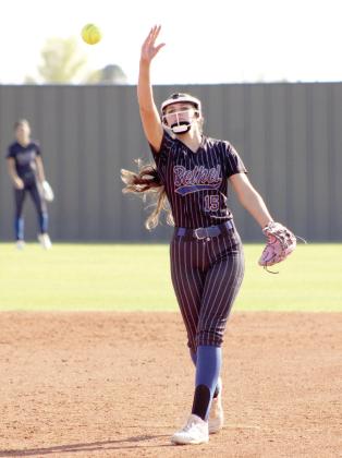 Bethel sophomore Kinley Anthony lofts the ball toward home plate.