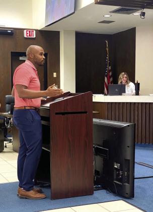 John Bobb-Semple speaks about the recent walk to school day held on Oct. 8, during public comments of the October Shawnee City Commissioners meeting. Julie Talton, Countywide &amp;amp; Sun
