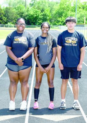 Tecumseh track team members pictured from left are Kiara Stallin, JaNya Bruner, Jackson Martin. Photo provided