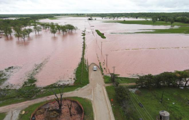 Rain from the storms caused flooding and road damage. Photo by Chad Larman