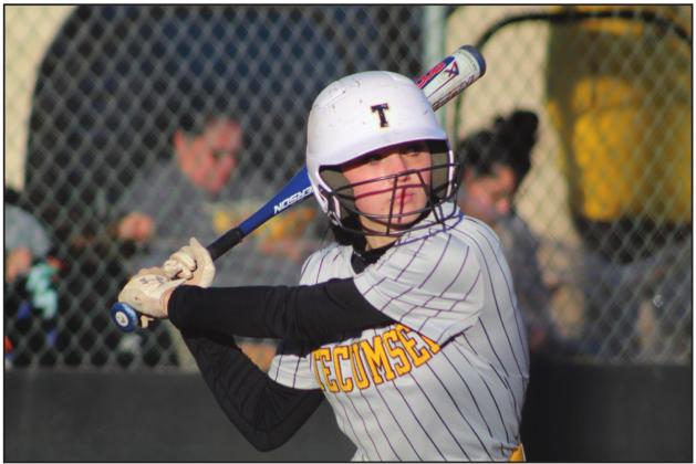 Tecumseh freshman Vivian Hayes prepares to hit a triple during the game against Morrison on March 18. The Lady Savages slowpitch team won 11-3. Countywide &amp;amp; Sun/Natasha Dunagan