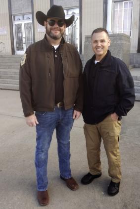 New Undersheriff Marcus May (left) and Sheriff Freeland Wood pose outside the courthouse. Countywide &amp;amp; Sun/ Bill Rooth