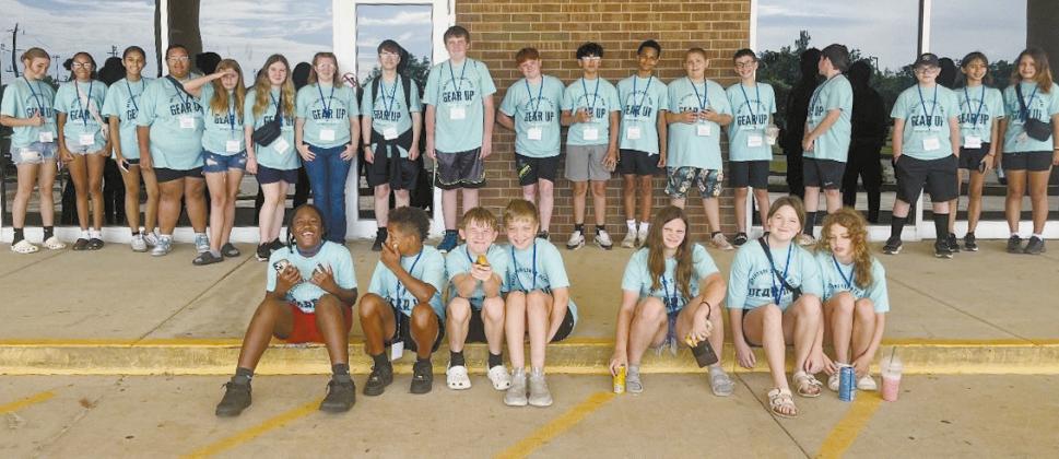 Participants in Seminole State College’s GEAR UP summer camp pose for a group photo outside the Enoch Kelly Haney Center. More than 160 students from 12 area schools attended the two-week event, which included campus tours, STEM lessons, recreational activities and college-readiness workshops. Photo Provided