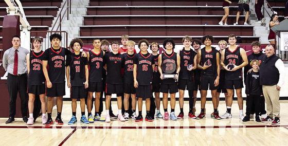 The North Rock Creek Boys brought home the Championship Trophy in the ECOS Invitational in Ada on Jan 10. NRC edged out Ada in the finals 48-46. Photo Provided by Gowin Photography