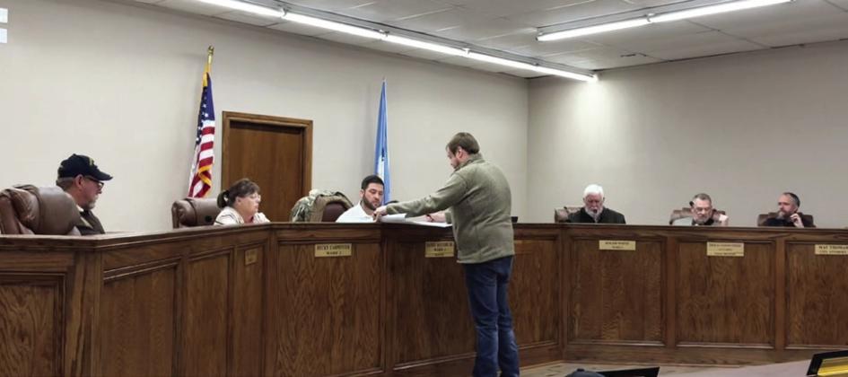 McLoud City Manager Cody Roe shows the council a map of the final plat for Sycamore Landing at the January meeting. Julie Talton, Countywide &amp;amp; Sun