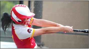 Dale’s Karsen Griggs gives it her all at bat. Dale played two games each day and won all of them. Countywide &amp;amp; Sun/Natasha Dunagan