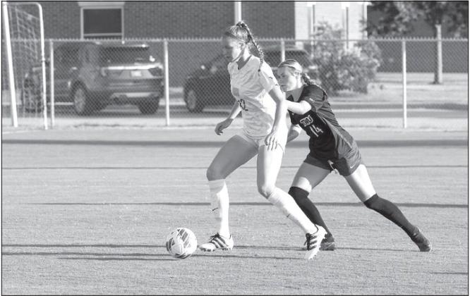 Oklahoma Baptist University’s senior midfielder Alanna Bloomingdale scored twice as OBU beat the University of Central Oklahoma Saturday, Sept. 9. Photo provided by OBU