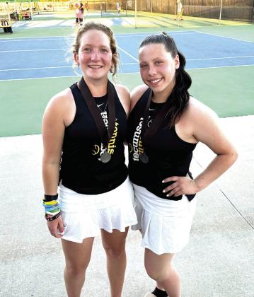 Tecumseh Girls #2 Doubles Team, Laycee Thoma and Karsyn McDonald, placed second at the Elk City Tennis Tournament on April 13. Photo provided.