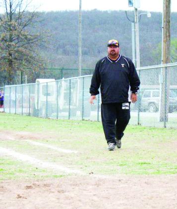 Coach Perry Wilson walks to the dugout. Photo provided.