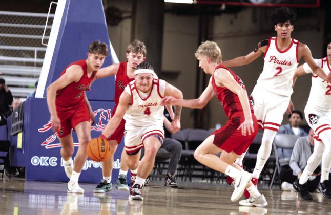 Dale senior Wyatt Seeley grabs the rebound and takes it up court during the first quarter of the Class 2A State Championship. Photos by Natasha Dunagan, Countywide &amp; Sun