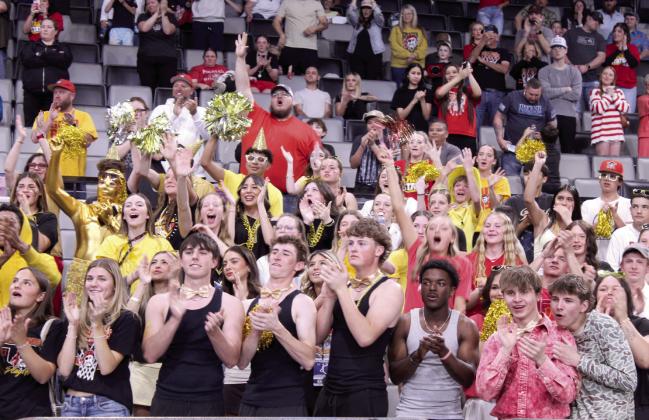 Dale fans and students cheer and applaud their favorite Pirates following their fifth straight Class 2A State Championship victory on March 14 at the OG&amp;E Coliseum in OKC.