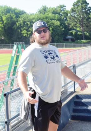 Kansas City Chiefs Center Creed Humphrey speaks with the athletes attending the first day of the Summer Pride Clinic on July 11 at Jim Thorpe Stadium. Countywide &amp; Sun/Julie Talton