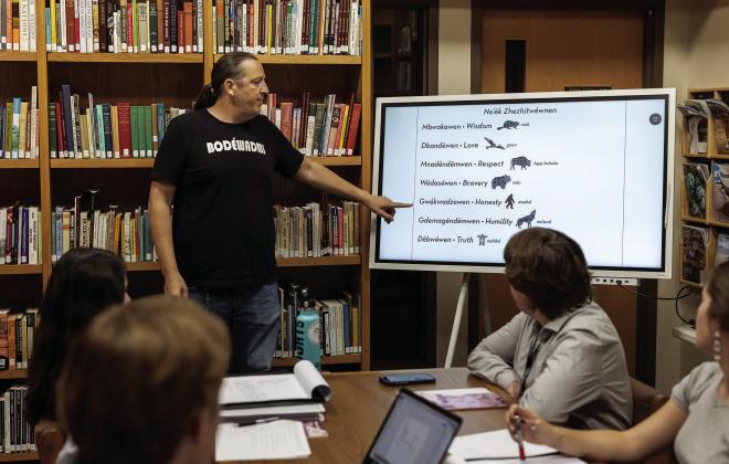 Robert Collins, Interdepartmental Potawatomi Language Lead for the Cultural Heritage Center, develops and implements language-learning curricula for the Child Development Centers, online college courses and community classes. Photo provided by CPN