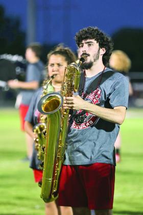 North Rock Creek’s Elijah Labbe plays at halftime of the opening game against Marlow.
