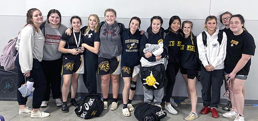 Members of the Tecumseh High School girls wrestling team are pictured from left: Manager Savannah Phillips, Manager Whitlee Davis, Trinity Rakestraw, Kallie Kinslow, Taryn England, Vivian Hayes, Josie Hilton, Zariyah Masquas, Makayla Partain, Allissa Dunagan, Kaitlyn Tripp, Riley Cox.