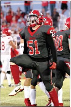 North Rock Creek’s Graham Hill reacts to play stopping action by the Cougars. Photo courtesy of Gowin Photography
