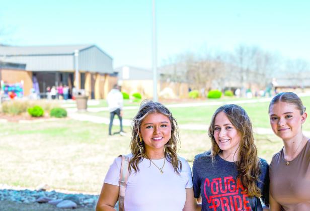 North Rock Creek students, Hope Hodges, Irelyn Tiscerno and Kenzie Westscott, pose on the campus of Seminole State College. Photo Provided