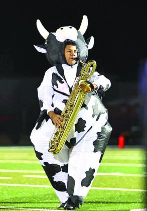 North Rock Creek's Greyson Sharma and the rest of the band wore costumes for their halftime performance at the home game on Halloween. Photo Courtesy of Gowin Photography