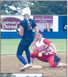 Bethel’s Brooklyn Duff (pictured right) beats the ball back to second in the last home game against Washington. Countywide &amp;amp; Sun/Julie Talton