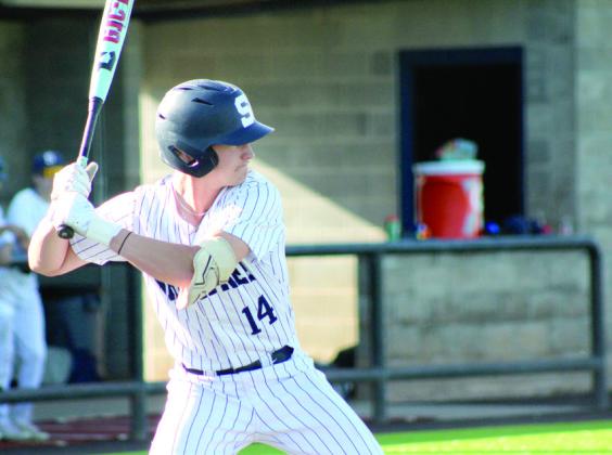 Shawnee sophomore Ty Janda prepares for a hit in the home game against Tulsa Memorial on April 8. Natasha Dunagan, Countywide &amp; Sun