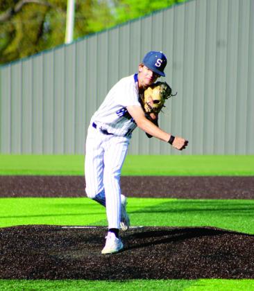 Shawnee sophomore Derrock Criswell hurls the ball past home.