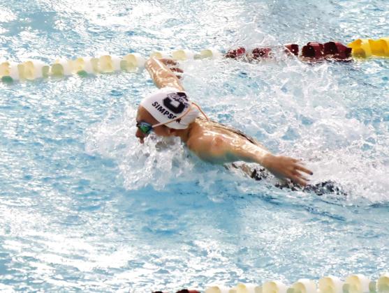 Shawnee senior Gracyn Simpson competes in the 100 Yard Butterfly during the OSSAA Class 5A Girls Swimming State Championship on Feb. 25 at Jenks High School. Photo provided by Coach Valarie Colburn