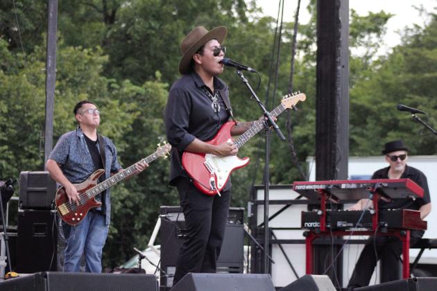 Navajo blues guitarist Levi Platero and his band perform at the FireLake Fireflight Balloon Festival on Friday, Aug. 9. Other musical acts this year included Cam Allen, Adam Aguilar and Midnight South.