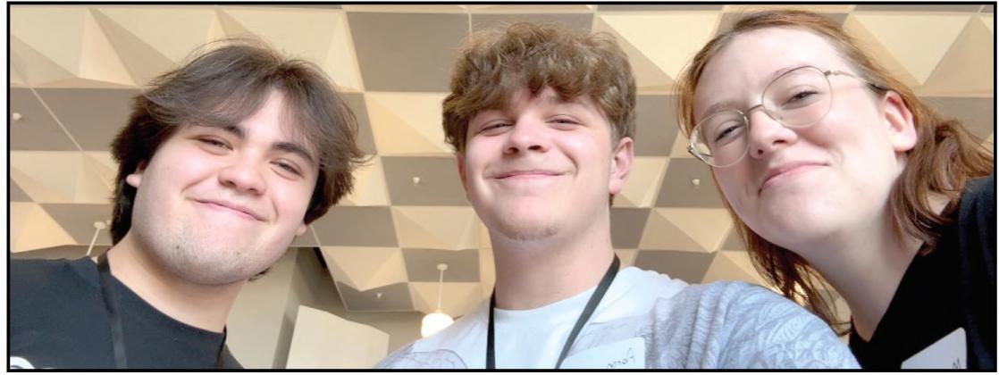 Cooper Lincoln is joined by cast mates Aaron Aguirre and Maya Corley during the Kelli O'Hara Awards rehearsal week. The three, along with Alexis Martin, represented North Rock Creek Drama and the "Newsies" production.