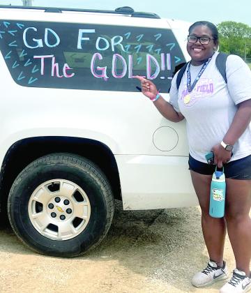 Tecumseh senior Kiara Stallin finished the season with a 40'6.75' shot put throw, bringing home the gold medal. Photo courtesy of Coach Kortney Ozment