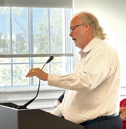 Pastor Wayne Heins answers questions from the Pottawatomie Board of County Commissioners, Tuesday, Aug. 27. Countywide &amp;amp; Sun/Suzie Campbell