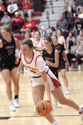 Dale senior Ava Bell gets the rebound and passes to senior Teague Muncy during the fourth quarter.
