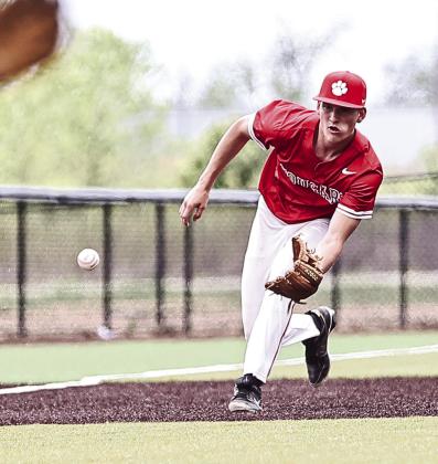 NRC's Landon Rosser gets the ball and throws to second base for the out on April 10.
