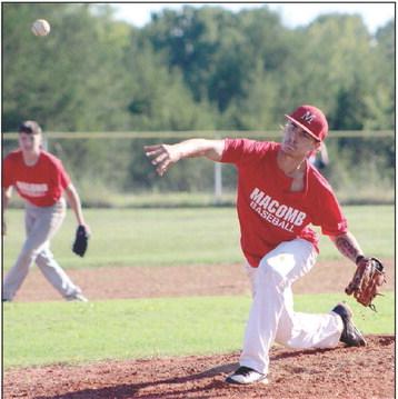 Macomb junior Cameron Richardson hurls one over home plate during the Sept. 12 home game against Earlsboro. The Earlsboro Wildcats won 11-1. Countywide &amp;amp; Sun/Natasha Dunagan