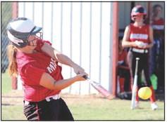 Macomb junior Hannah Denney hits a single during the Sept. 12 home game against Sasakwa. The Macomb Lady Hornets lost 1-8. Countywide &amp;amp; Sun/Natasha Dunagan