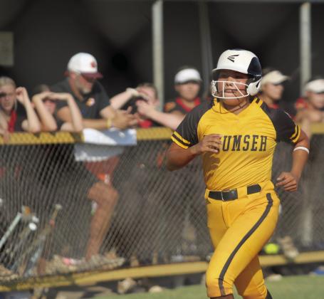 Tecumseh senior Zaryah Masquas runs from third to home in the fourth inning of the Aug. 13 game with Cleveland. The Lady Savages won, 10-0. Countywide &amp;amp; Sun/Natasha Dunagan